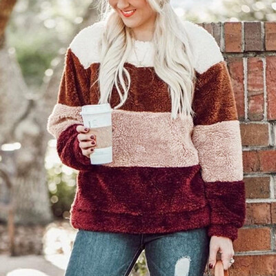 

Tailored Womens Long Sleeve Splcing Color Sweatshirt Pullover Tops Blouse