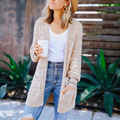 

Tailored Fashion Women Pocket Long Sleeve Cardigan Casual Loose Sweater Tops Trench Coat