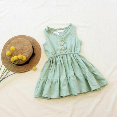 

UK Baby Girl Kids Ruffles Dress Clothes Toddler Princess Party Summer Sundress