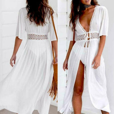 

Womens Swimwear Scarf Beach Cover Up Wrap Sarong Lace Long Maxi Dress Plus Size