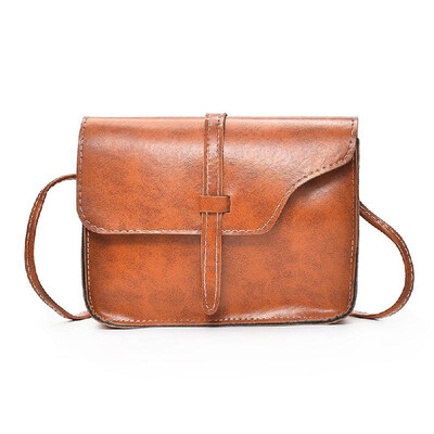 

New Vintage Women Crossbody Bag Flap Over Belt Front Messenger Shoulder Bag PU Leather Small Bag