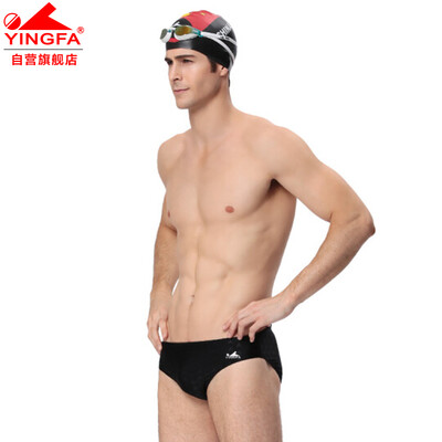 

YINGFA swimming trunks mens hot spring vacation comfortable sports triangle swim trunks training mens swimwear black 9201-1
