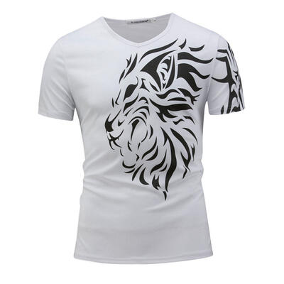 

Summer New Man Korean Version Of The Wild Short-sleeved V-neck T-shirt