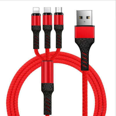 

Lightning Type C Micro USB 3-in-1 Data Cable Braided 3A Fast Charging Cable 12m For IPhone Samsung Galaxy LG HTC