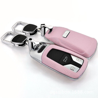 

Car Accessories For Audi Q7 2016 A4L 2016 TT TTS Car Key Case Keychain Top Layer Leather Car Key Cover Shell