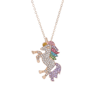 

Women Unicorn Necklace Pendant Rhinestone Crystal Choker Chain Collar Jewelry