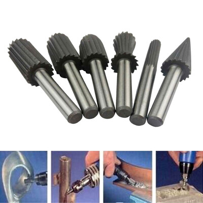 

〖Follure〗6pcs High-Speed Steel Wood Carving Bits Milling Rotarys Rasp Cutter Set Kit Tool