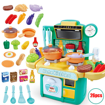 

Gobestart 26PcsSet Simulation Kitchen Toy Dinnerware Childrens Pretend Role Play Toys