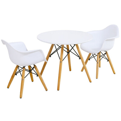 

3 Piece Kids Modern Round Table Chair Set