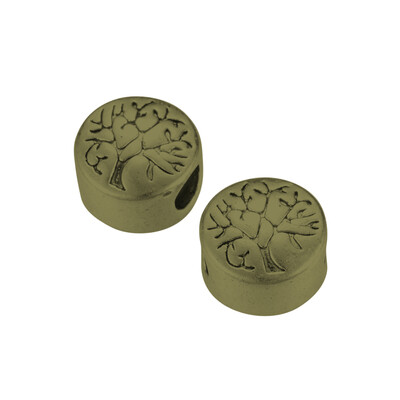 

Tibetan Style Alloy European Beads Large Hole Beads Flat Round with Tree Cadmium Free & Nickel Free & Lead Free
