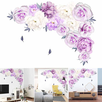 

1 Purple Peony PVC Wall Sticker Home Room TV Background Decoration Removable