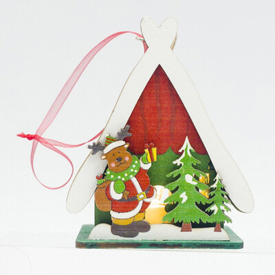 

Gobestart LED Light Wood House Cute Christmas Tree Hanging Ornaments Holiday Decoration