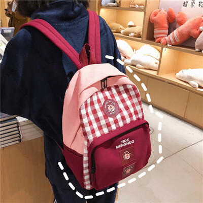

Schoolbag Girl Korean version of high school students Chaobai campus simple inswind BF ancient feeling young girl Canvas Shoulder