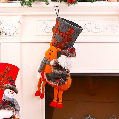 

Tailored Plush Christmas Tree Hanging Gift Candy Socks With Deers Decoration