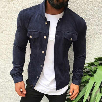 

2019 Mens Unlined Cotton Fitness Jacket Slim Fit Coat Long Sleeve Outerwear