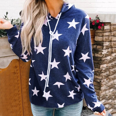 

Tailored Europe And The United States Autumn And wWnter Stars Print Hooded Sweatershirt