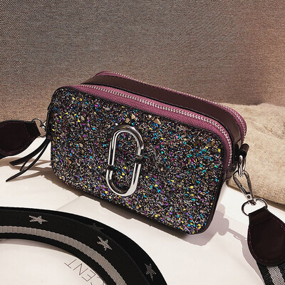 

Ins more than bags female 2019 new wave fashion sequins casual wild wide shoulder strap shoulder slung small square bag