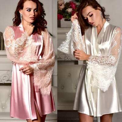 

Women Satin Silk Kimono Robe Dressing Bathrobe Gown Wedding Bridesmaid Sleepwear