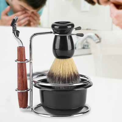 

Shaving Stand Set4Pcs Shaving Kit Manual Razor Stainess Steel Stand Holder Brush Bowl Set Shaving Kit