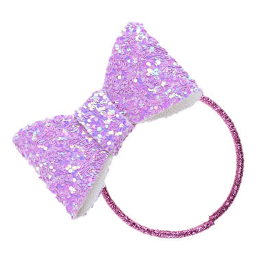 

6pcs Glitter Bow Headband Girls Cute Hair Band Elastic Hair Ring Headwear