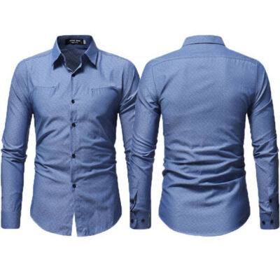 

Men Casual Stylish Slim Fit Long Sleeve Casual Business Formal Dress Shirts Tops