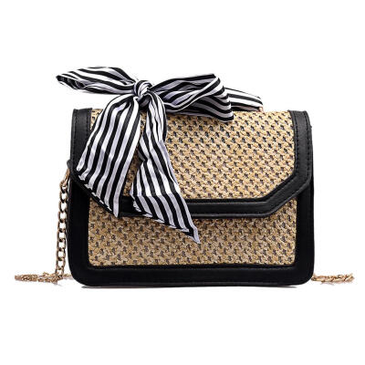 

Straw PU Handbags Women Summer Casual Rattan Ribbon Shoulder Crossbody Bag