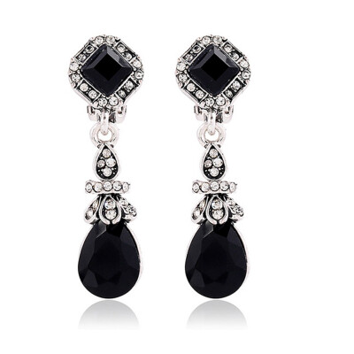 

Popular Jewelry Retro Bohemian Water Drop Eardrop No Ear Hole Earrings Ear Clip for Women Black