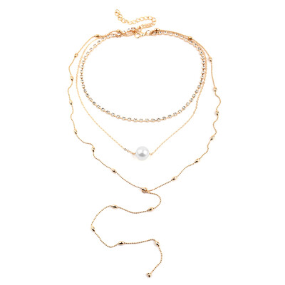 

New Jewelry Multi Layer Beads Choker Necklaces For Women Sexy Fashion Pendant Vintage Style Long Crystal Necklace