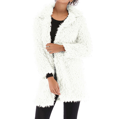 

Tailored Fashion Women Casual Loose Long Sleeve Solid Color Plush Tops Coat