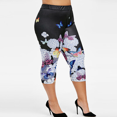 

Tailored Women Casual Fashion Butterfly Print Plus Size High Waisted Leggings Pant
