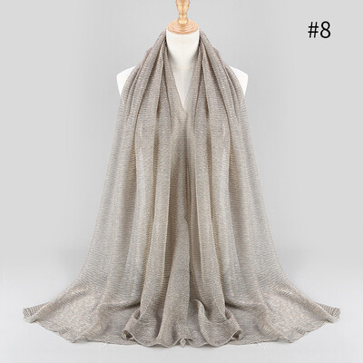 

Muslim headscarf stretch gold silk high-end fashion Hui womens headscarf hijab accessories foreign trade wholesale