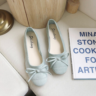 

Bean shoes female Korean fashion Joker round head bow shoes chic fairy wind in summer