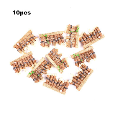 

10pcsset Mini Bamboo Wooden Fence Model Resin DIY Craft Ornaments Miniature Landscape Model Home Decoration Photography Props Chi