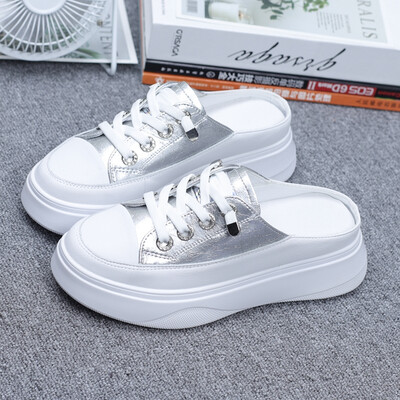 

Half sandals&slippers womens summer fashion wear 2019 summer new net red lazy thick bottom Joker no heel white Baotou