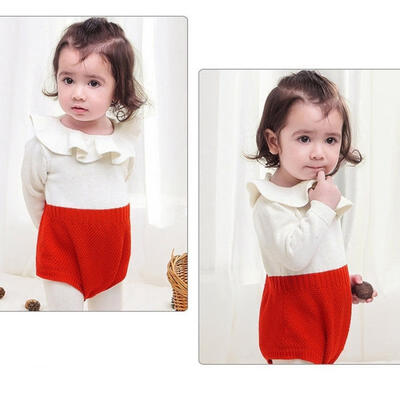 

Hot Newborn Baby Girl Wool Knitting Tops Romper Shorts Warm Outfits Set Clothes