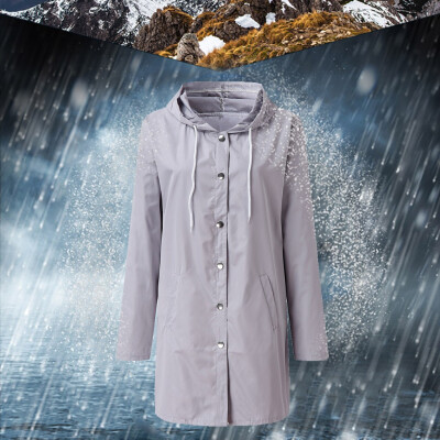 

Toponeto Women Solid Rain Jacket Outdoor Waterproof Hooded Raincoat Windproof Pocket Coat