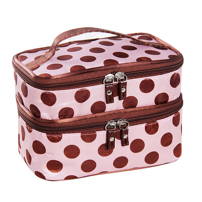 

Dual Layer Cosmetic Dot Beauty Makeup Portable Case Toiletry Bag Organizer