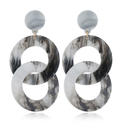 

New Fashion Leopard Earrings Acetate Earrings Personality Atmosphere Exaggerated Edition Geometric Double Round Acrylic Earrings