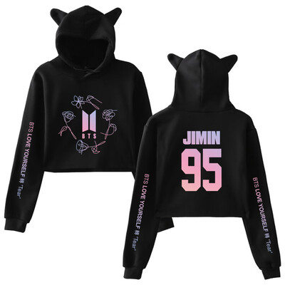 

Kpop BTS Hoodies Album Love Yourself Her Kpop Long Sleeve Sweatshirt Women Cat Hooded Pullover for Army