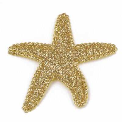 

Glitter PU Patches with Non Woven Fabric Back&Sponge Inside Starfish Goldenrod 51x60x3mm