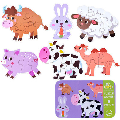 

Gotoamei 6 In 1 Animal Cartoon Wooden Traffic Puzzle Early Childhood Educational Toys
