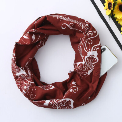 

Gobestart Women Print Winter Convertible Infinity Loop Scarf Zipper Pocket Scarves