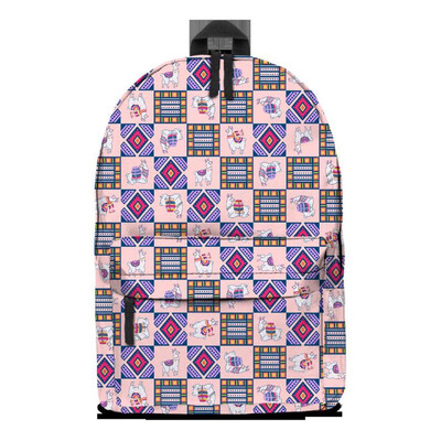 

New Customized Design Alpaca Printed Women Girl Oxford Cloth Backpack Travel Laptop Backpack Student Teenager School Shoulder Bag