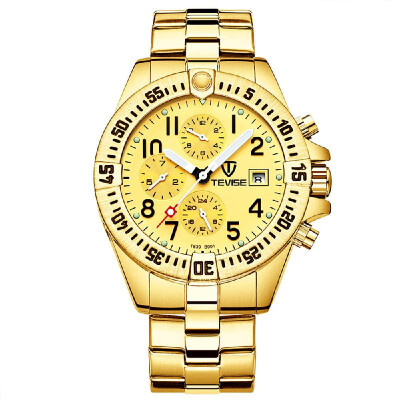 

TEVISE Men Automatic Mechanical Calendar Watch Multi-Functional Business Metal Case Stainless Steel Band Waterproof Watch