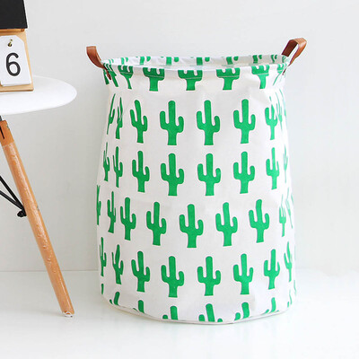 

UK Useful Baby Kids Toy Canvas Laundry Basket Storage Bag Leather HandleH01