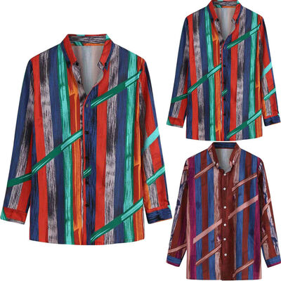 

Mens Bohemia Floral T Shirt Autumn Long Sleeve Beach Party Tops Blouse -3XL