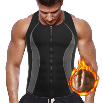 

SLIMBELLE Mens Neoprene Workout Zipper Tank Tops Sweat Sauna Suits Waist Trainer Slimming Hot Body Shaper Thermo Gym Vest