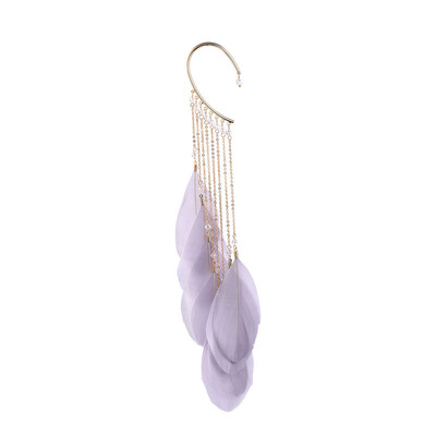 

Boho Natural Feather Dangle Hoop Earrings NO Piercing Cuff Ear Clip Women