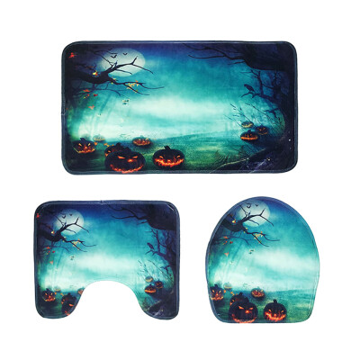 

〖Follure〗Halloween Pumpkin Series Toilet Floor Mat Exquisite Print Three-Piece Toilet Mat