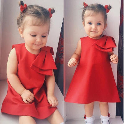 

Red Flower Girls Princess Dress Kids Baby Party Wedding Pageant Lace Dresses